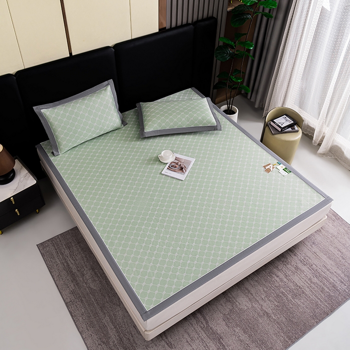 91家纺网 家纺一手货源 找家纺 小牛席业 2026新款轻奢风小玫瑰凉感冰丝席系列凉席藤席冰丝席冰丝席凉感席乳胶席凉感豆豆席 绿色