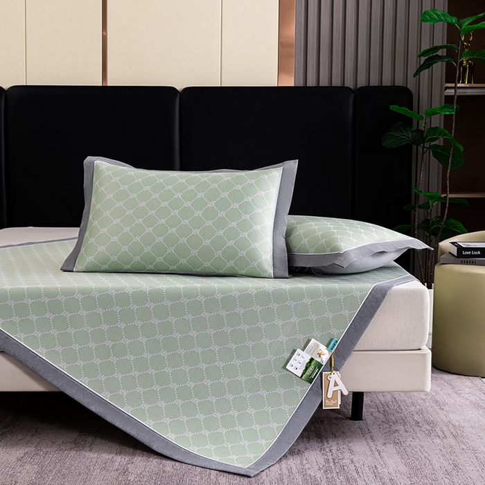 91家纺网 家纺一手货源 找家纺 小牛席业 2026新款轻奢风小玫瑰凉感冰丝席系列凉席藤席冰丝席冰丝席凉感席乳胶席凉感豆豆席 绿色