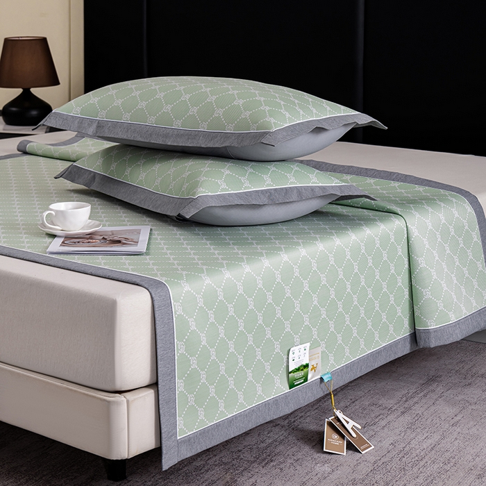 91家纺网 家纺一手货源 找家纺 小牛席业 2026新款轻奢风小玫瑰凉感冰丝席系列凉席藤席冰丝席冰丝席凉感席乳胶席凉感豆豆席 绿色