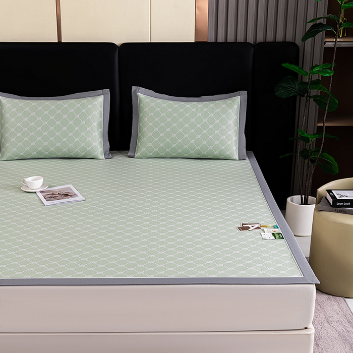 91家纺网 家纺一手货源 找家纺 小牛席业 2026新款轻奢风小玫瑰凉感冰丝席系列凉席藤席冰丝席冰丝席凉感席乳胶席凉感豆豆席 绿色