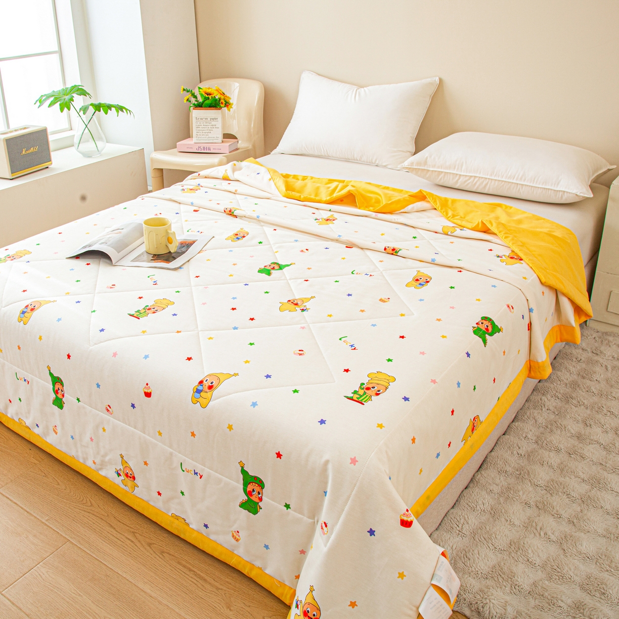 91家纺网 家纺一手货源 找家纺 美之润2026新款A类全棉印花夏被空调被夏凉被 星星人皇