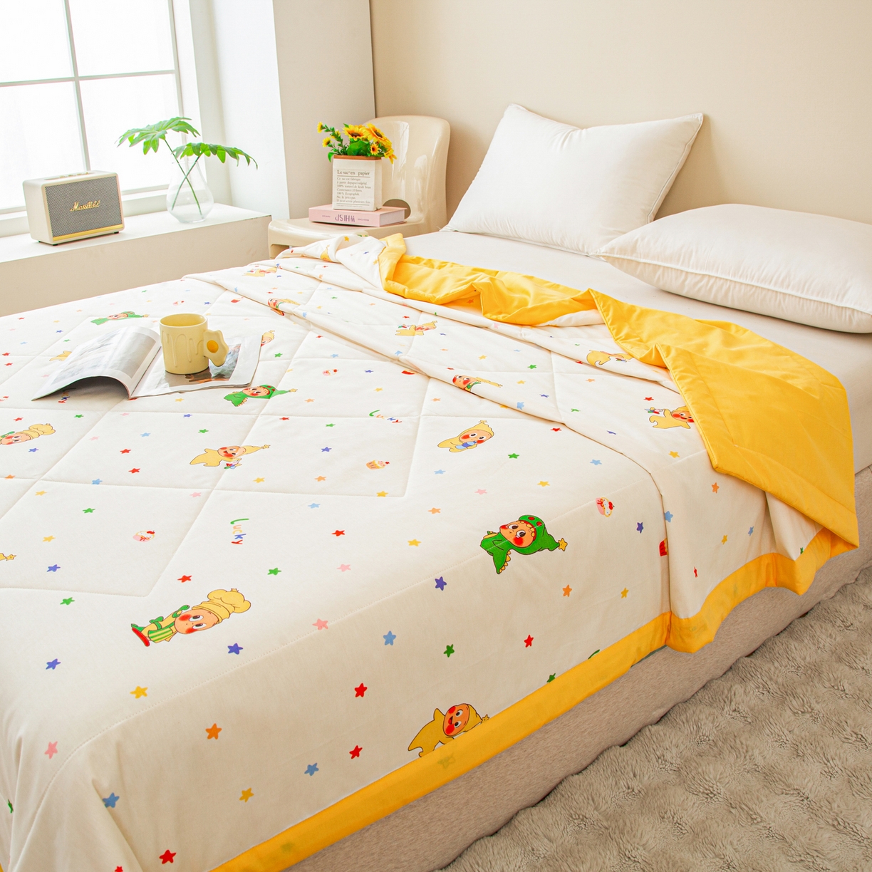 91家纺网 家纺一手货源 找家纺 美之润2026新款A类全棉印花夏被空调被夏凉被 星星人皇