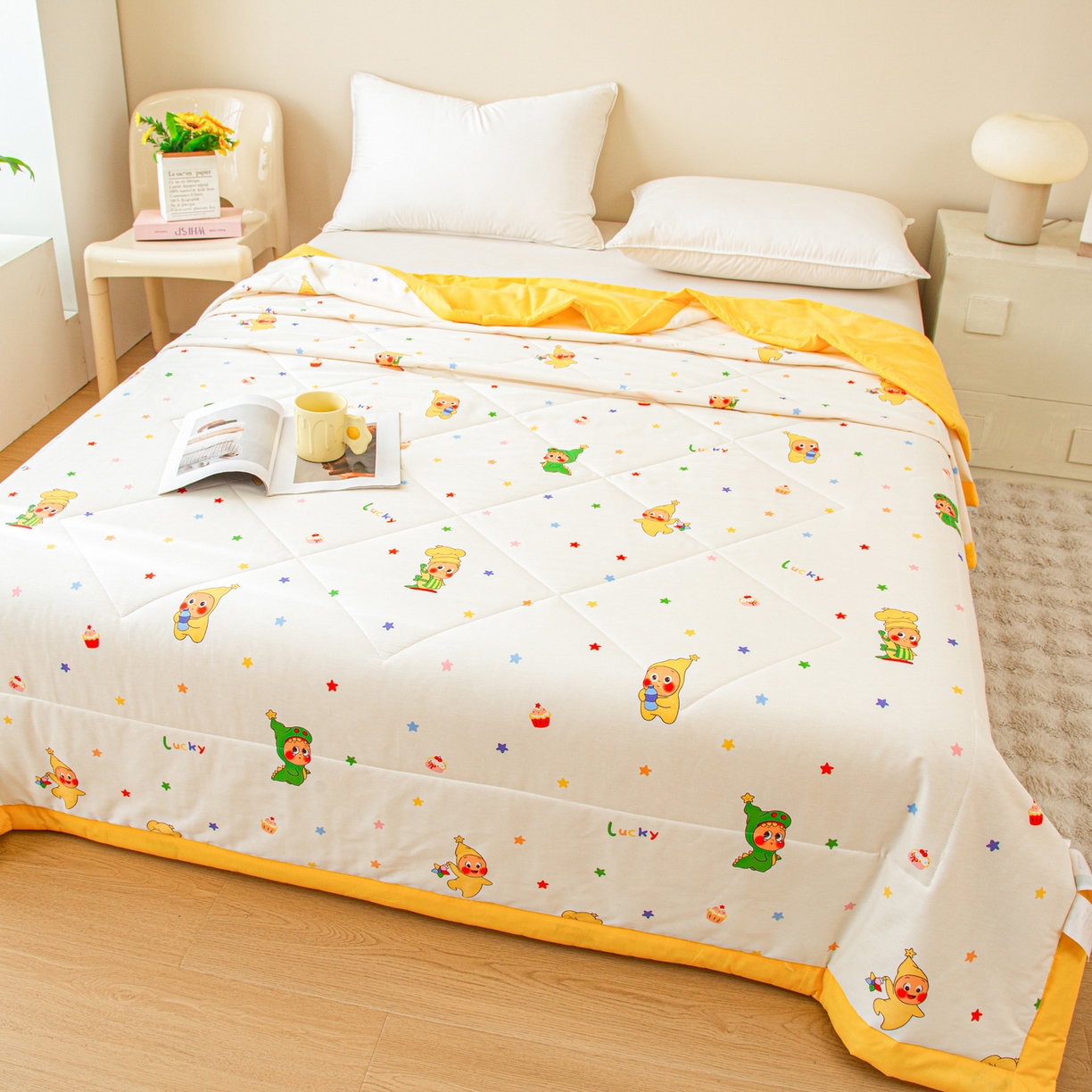 91家纺网 家纺一手货源 找家纺 美之润2026新款A类全棉印花夏被空调被夏凉被 星星人皇