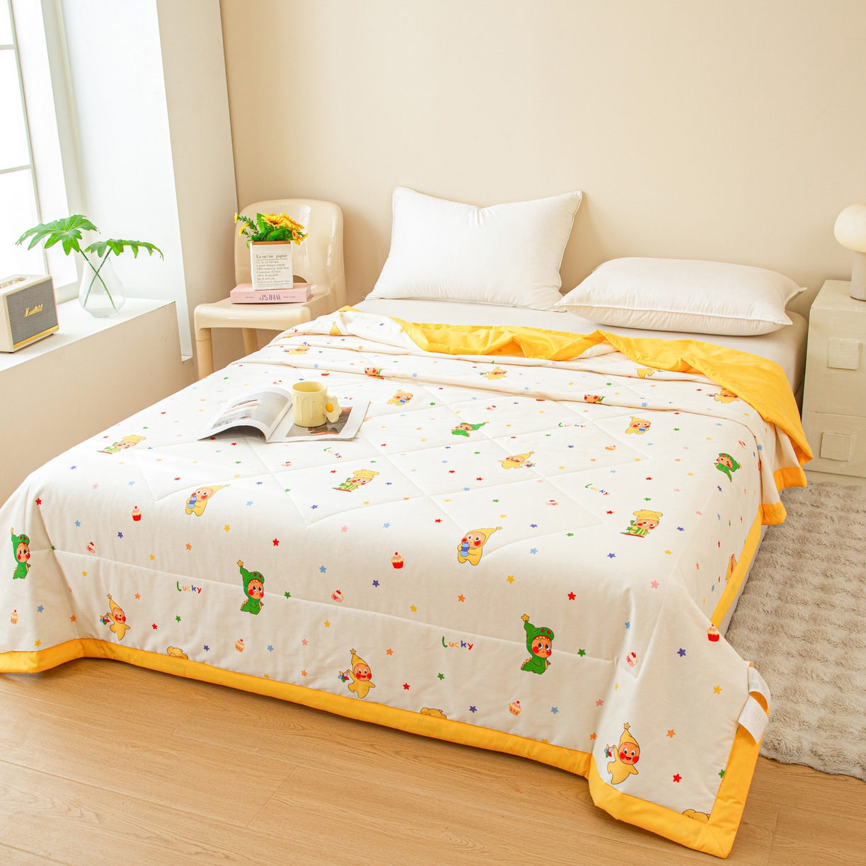 91家纺网 家纺一手货源 找家纺 美之润2026新款A类全棉印花夏被空调被夏凉被 星星人皇