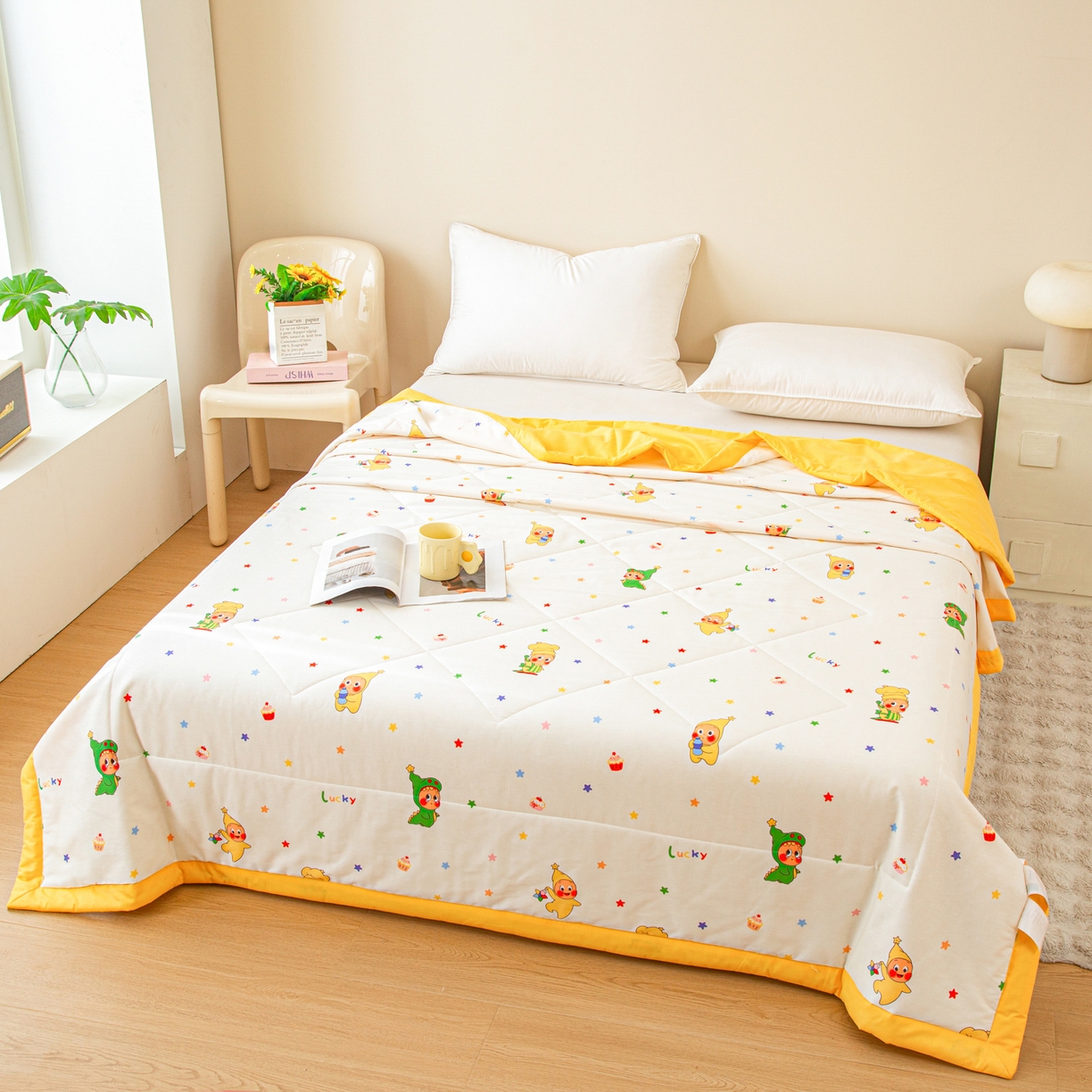 91家纺网 家纺一手货源 找家纺 美之润2026新款A类全棉印花夏被空调被夏凉被 星星人皇