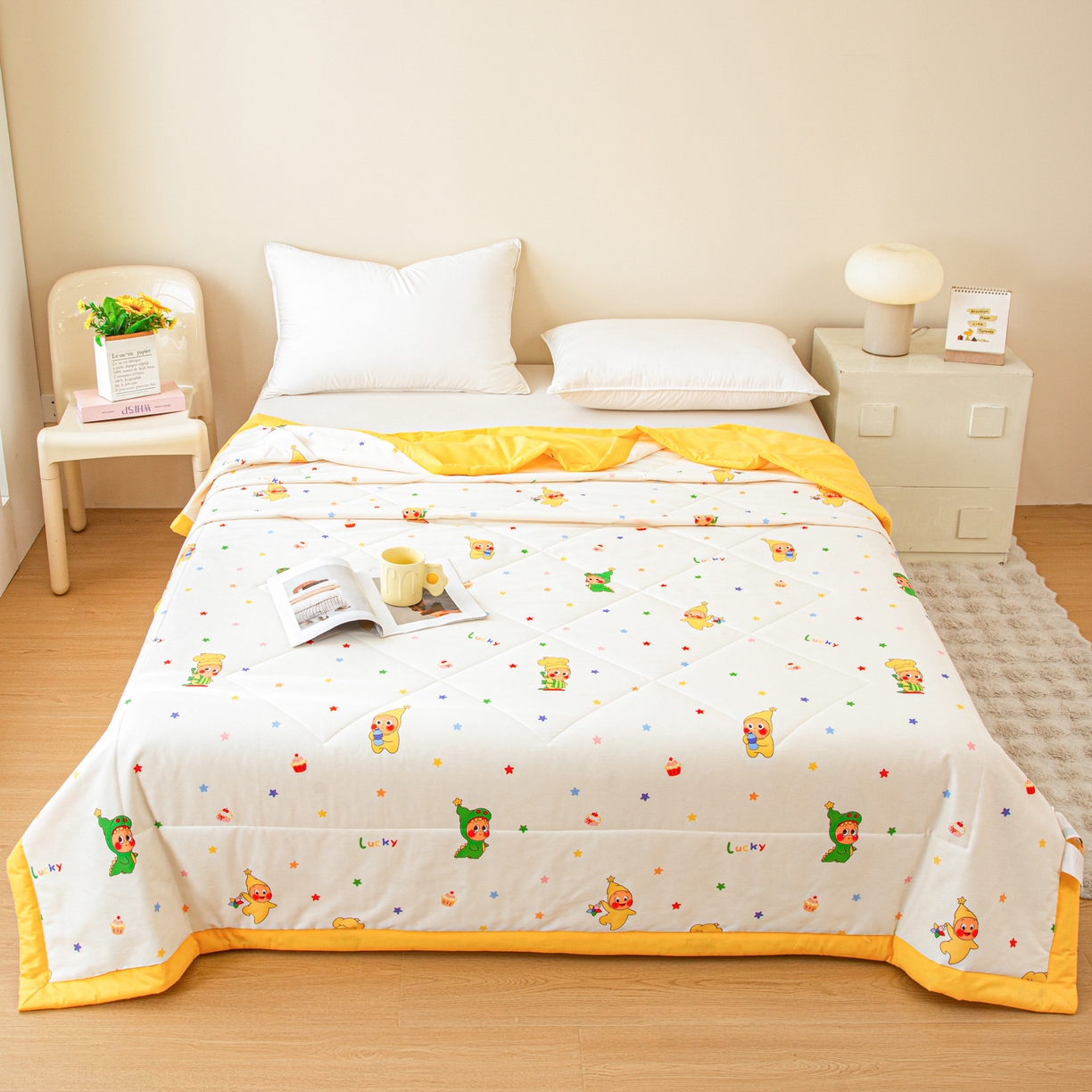 91家纺网 家纺一手货源 找家纺 美之润2026新款A类全棉印花夏被空调被夏凉被 星星人皇