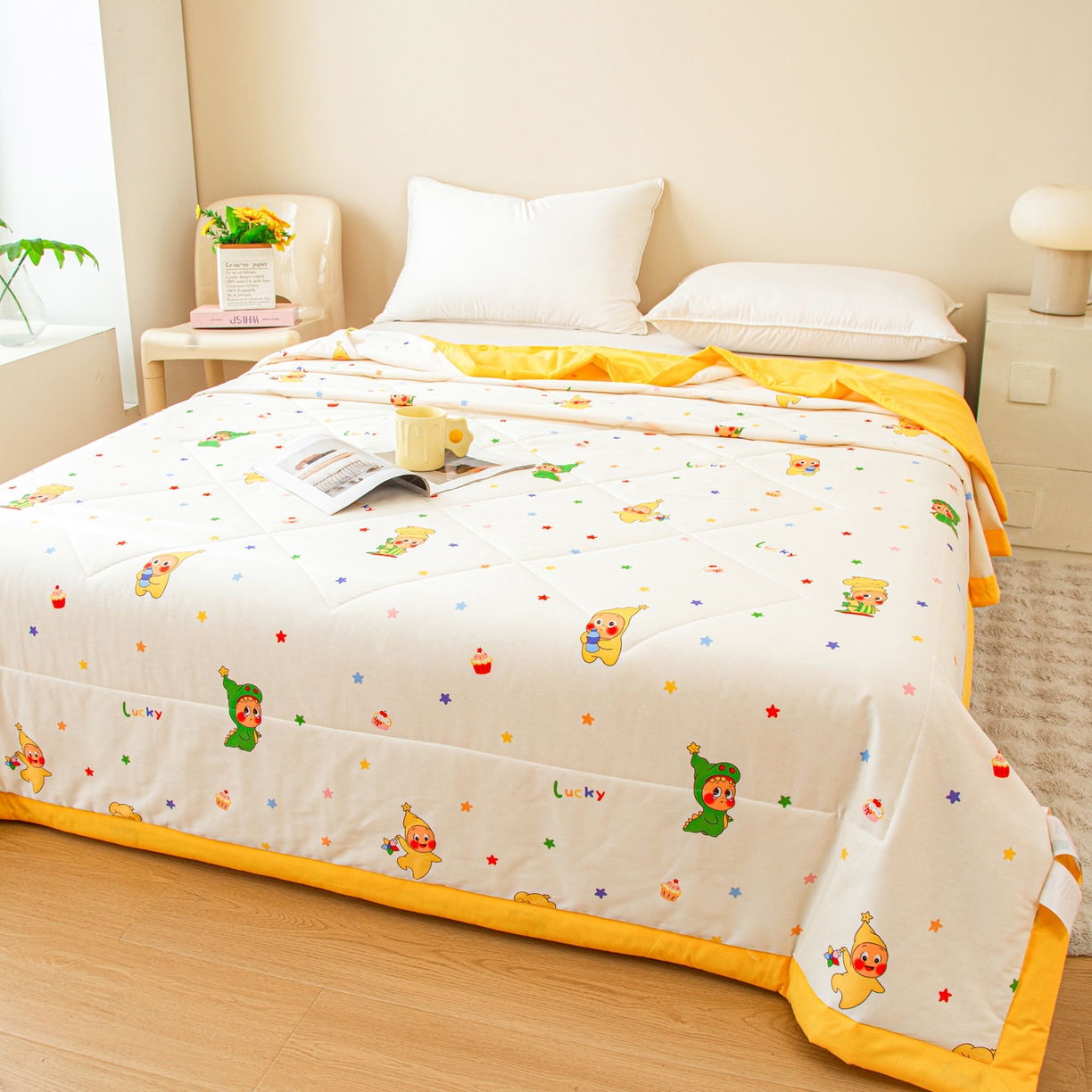 91家纺网 家纺一手货源 找家纺 美之润2026新款A类全棉印花夏被空调被夏凉被 星星人皇