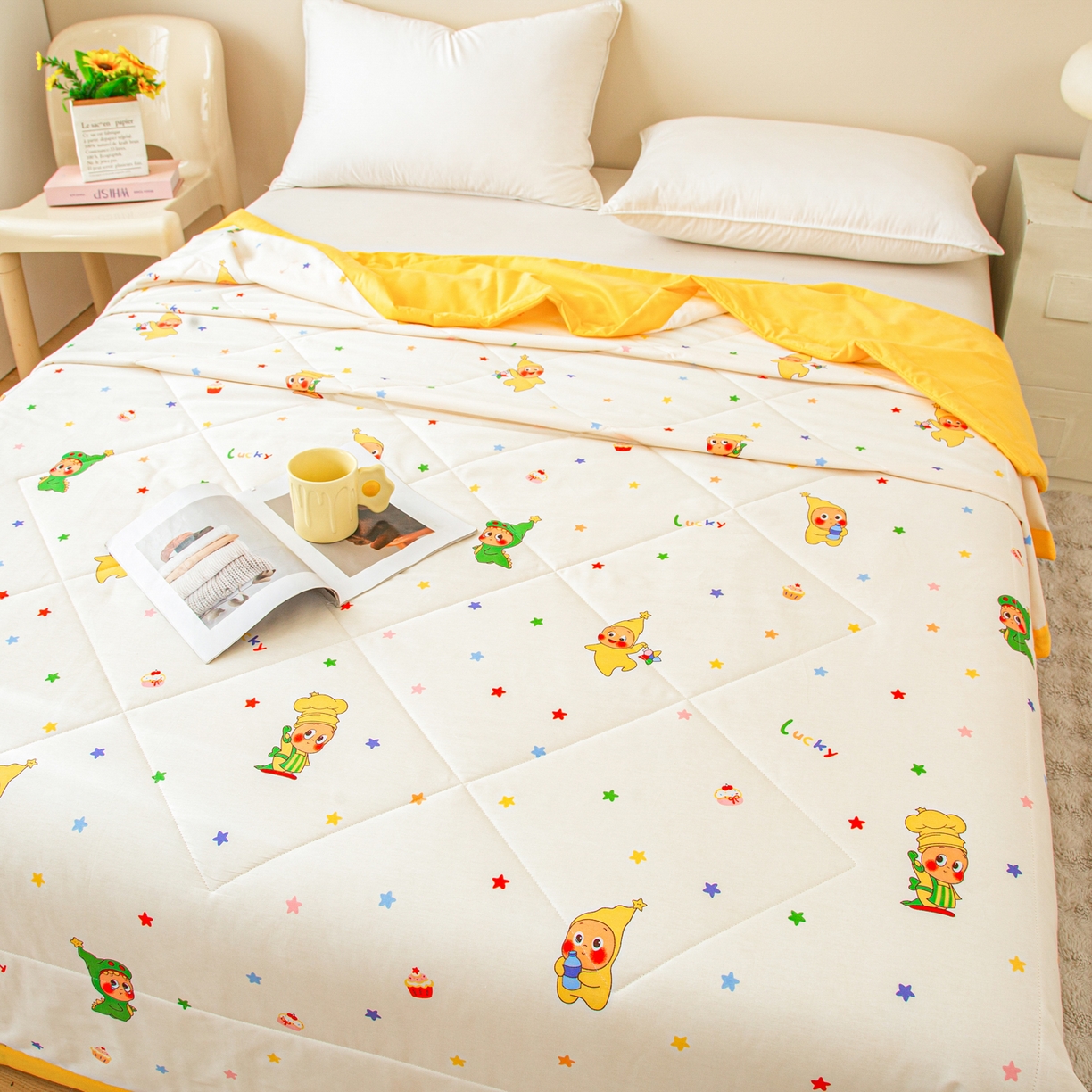 91家纺网 家纺一手货源 找家纺 美之润2026新款A类全棉印花夏被空调被夏凉被 星星人皇