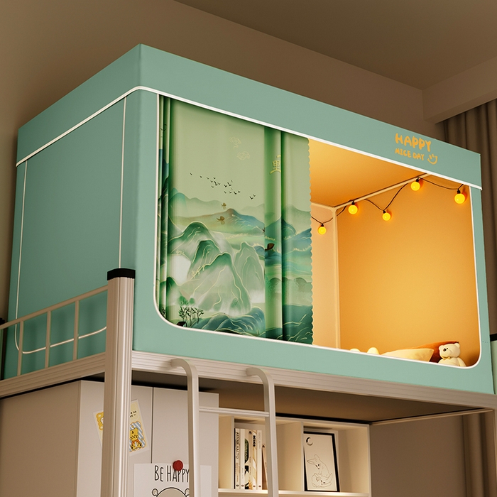 91家纺网 家纺一手货源 找家纺 壹和 2026新款涂银强遮光学生蚊帐 千里江山