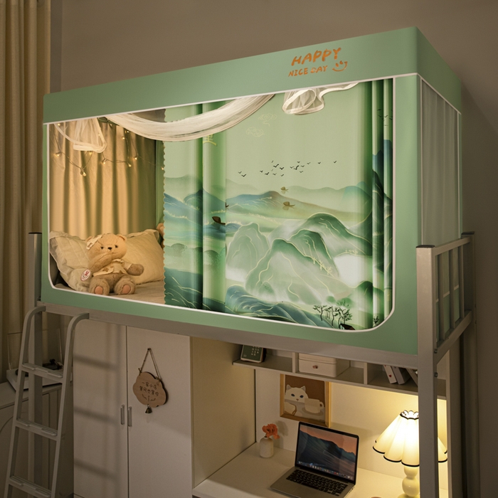 91家纺网 家纺一手货源 找家纺 壹和 2026新款涂银强遮光学生蚊帐 千里江山