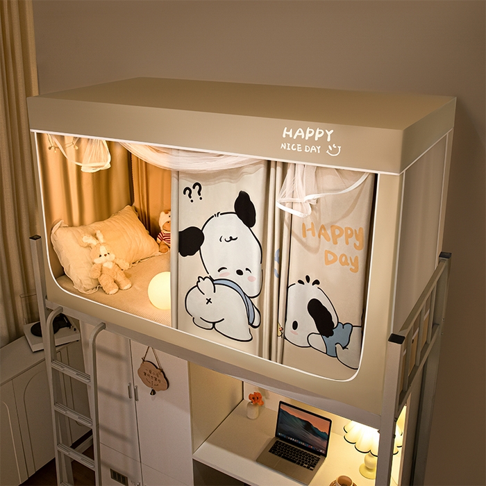 91家纺网 家纺一手货源 找家纺 壹和 2026新款涂银强遮光学生蚊帐 悠哈狗