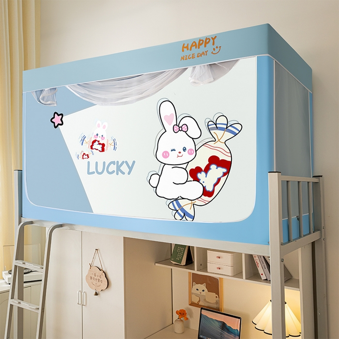 91家纺网 家纺一手货源 找家纺 壹和 2026新款涂银强遮光学生蚊帐 兔兔奶糖