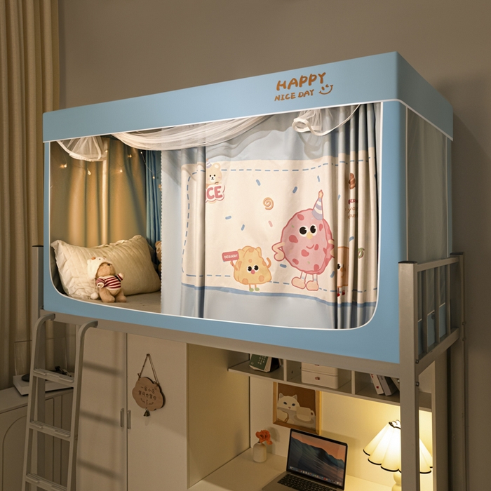 91家纺网 家纺一手货源 找家纺 壹和 2026新款涂银强遮光学生蚊帐 甜甜圈