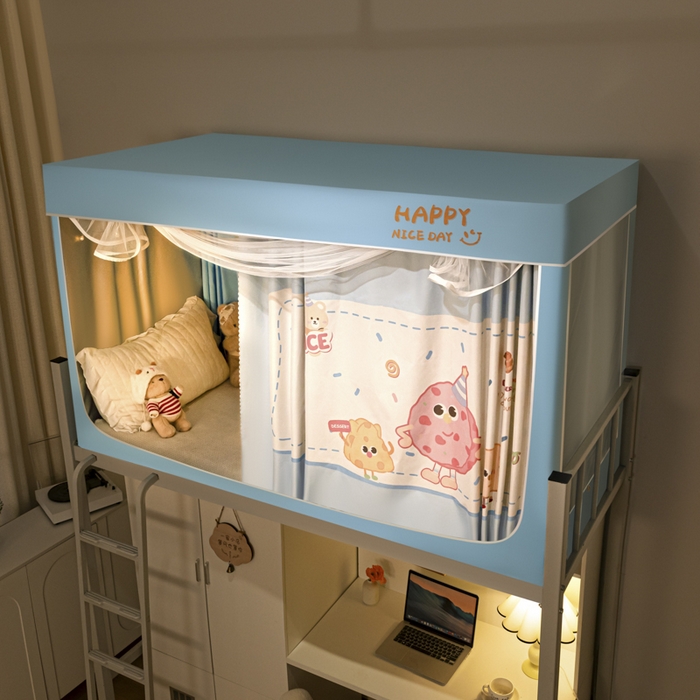 91家纺网 家纺一手货源 找家纺 壹和 2026新款涂银强遮光学生蚊帐 甜甜圈