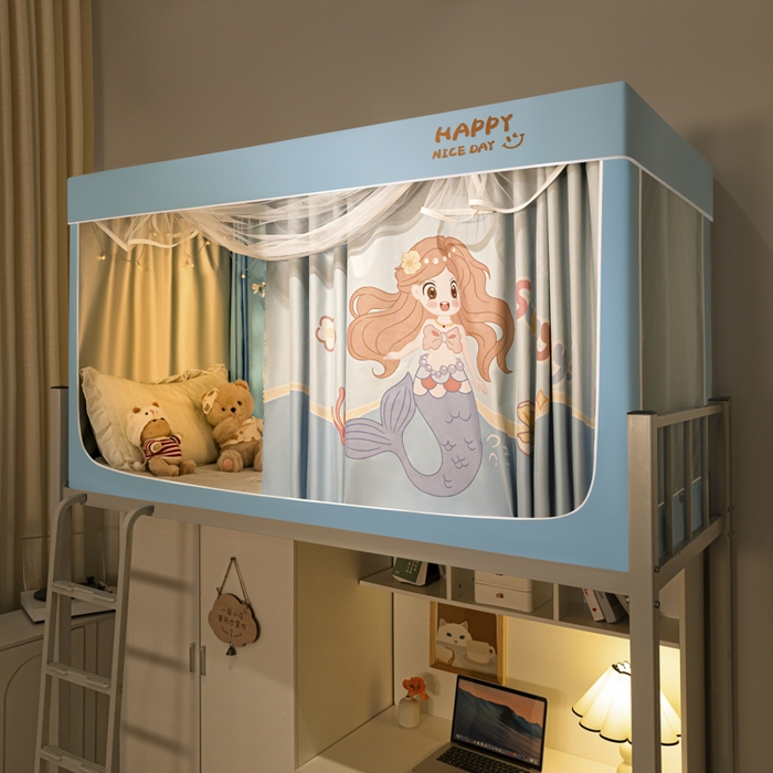 91家纺网 家纺一手货源 找家纺 壹和 2026新款涂银强遮光学生蚊帐 人鱼公主