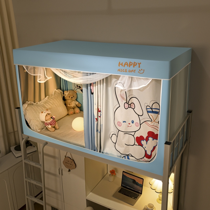 91家纺网 家纺一手货源 找家纺 壹和 2026新款涂银强遮光学生蚊帐 兔兔奶糖