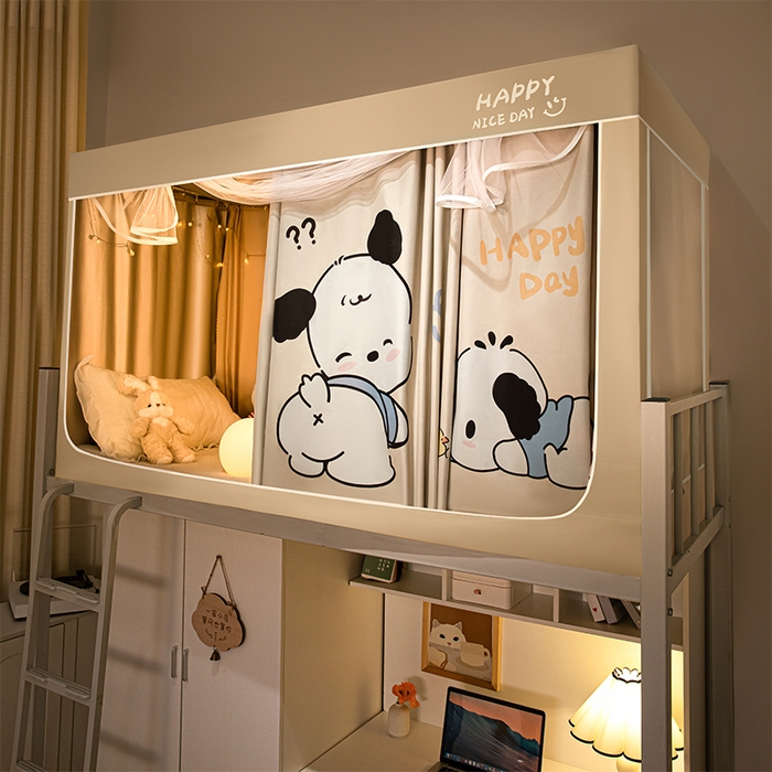 91家纺网 家纺一手货源 找家纺 壹和 2026新款涂银强遮光学生蚊帐 悠哈狗