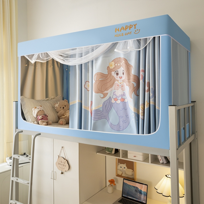 91家纺网 家纺一手货源 找家纺 壹和 2026新款涂银强遮光学生蚊帐 人鱼公主