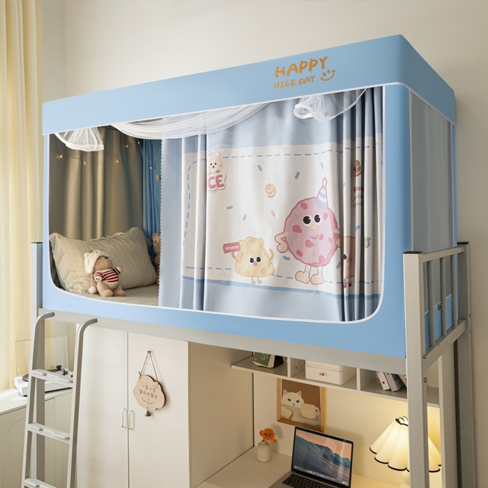 91家纺网 家纺一手货源 找家纺 壹和 2026新款涂银强遮光学生蚊帐 甜甜圈