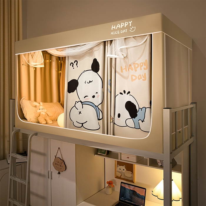 91家纺网 家纺一手货源 找家纺 壹和 2026新款涂银强遮光学生蚊帐 悠哈狗