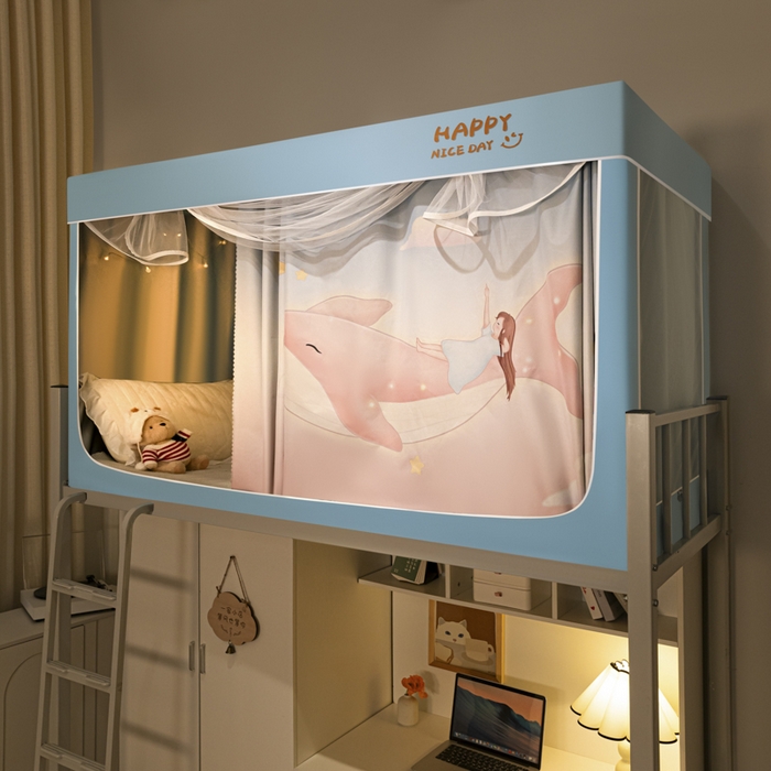 91家纺网 家纺一手货源 找家纺 壹和 2026新款涂银强遮光学生蚊帐 星海鲸梦