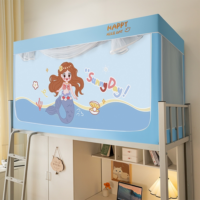 91家纺网 家纺一手货源 找家纺 壹和 2026新款涂银强遮光学生蚊帐 人鱼公主