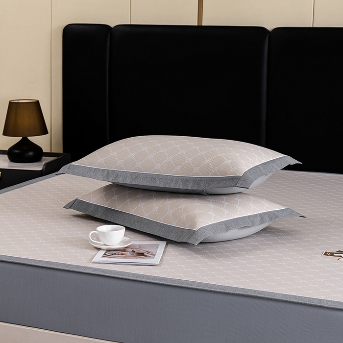 91家纺网 家纺一手货源 找家纺 小牛席业 2026新款轻奢风提花凉感冰丝席系列（床笠款）小玫瑰凉席藤席冰藤双面席冰丝席竹席凉席空调席草席三件套 香槟