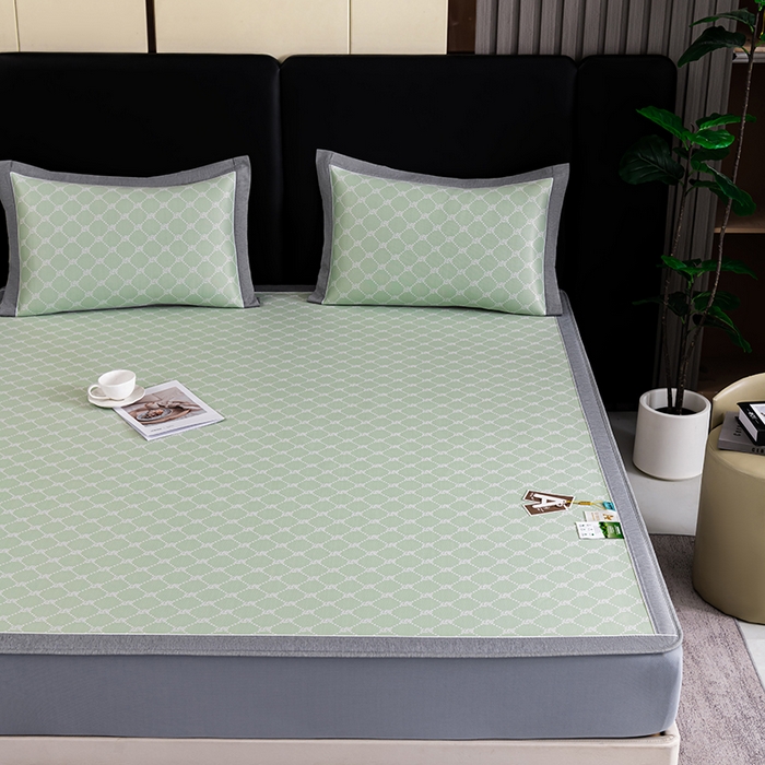 91家纺网 家纺一手货源 找家纺 （总）小牛席业 2026新款轻奢风提花凉感冰丝席系列（床笠款）小玫瑰凉席藤席冰藤双面席冰丝席竹席凉席空调席草席三件套