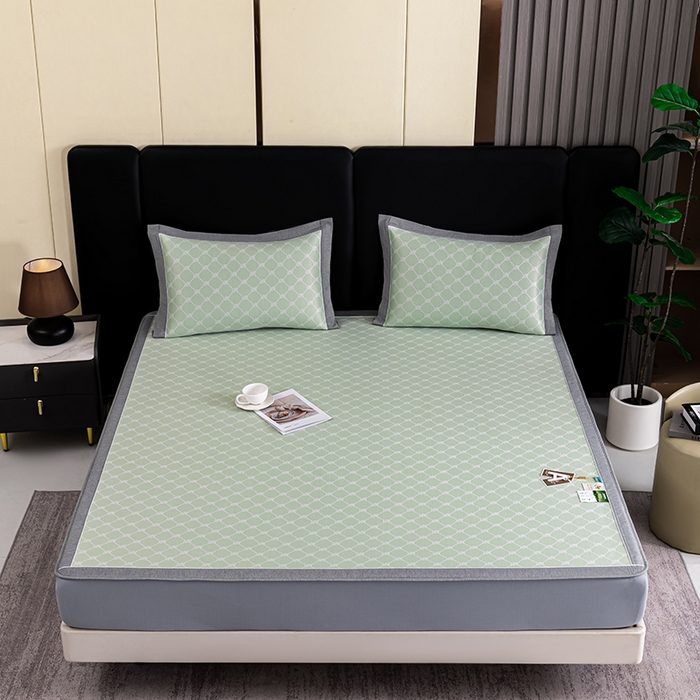 91家纺网 家纺一手货源 找家纺 （总）小牛席业 2026新款轻奢风提花凉感冰丝席系列（床笠款）小玫瑰凉席藤席冰藤双面席冰丝席竹席凉席空调席草席三件套