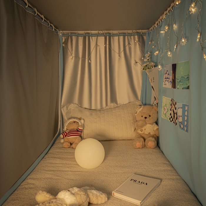 91家纺网 家纺一手货源 找家纺 壹和 2026新款涂银强遮光学生蚊帐 甜甜圈