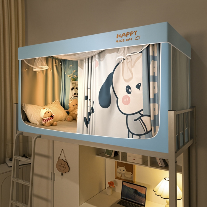 91家纺网 家纺一手货源 找家纺 壹和 2026新款涂银强遮光学生蚊帐 happy狗