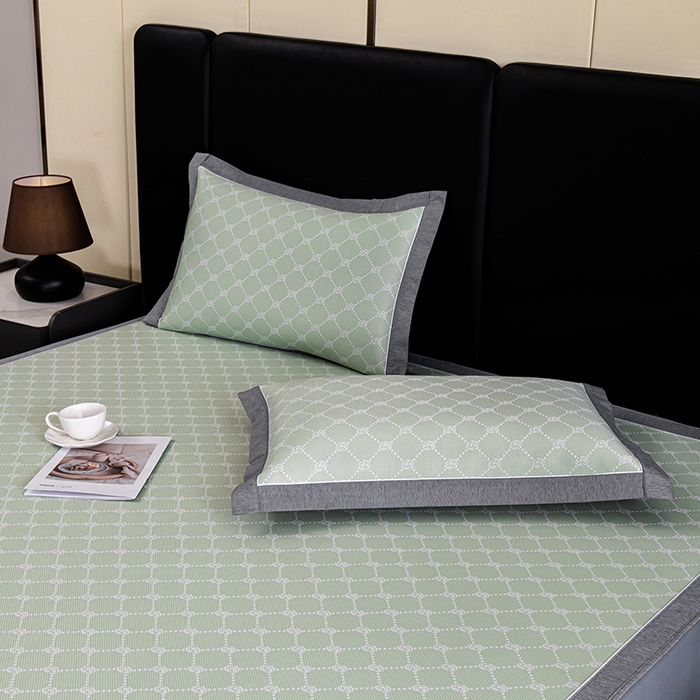 91家纺网 家纺一手货源 找家纺 （总）小牛席业 2026新款轻奢风提花凉感冰丝席系列（床笠款）小玫瑰凉席藤席冰藤双面席冰丝席竹席凉席空调席草席三件套