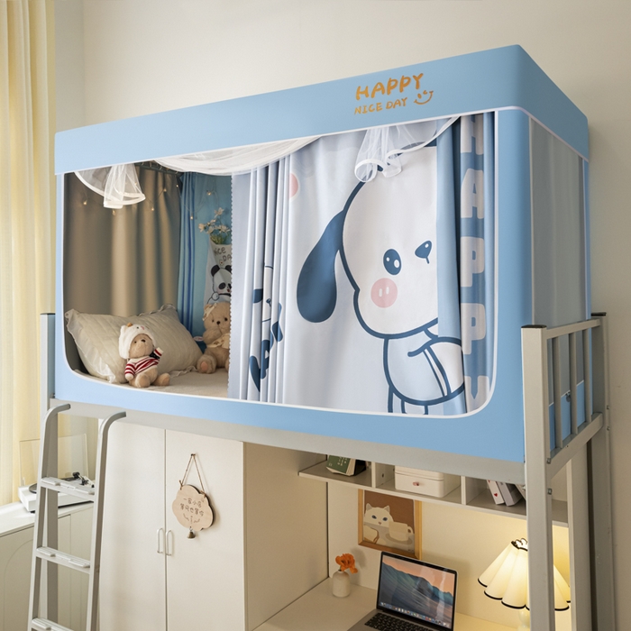 91家纺网 家纺一手货源 找家纺 壹和 2026新款涂银强遮光学生蚊帐 happy狗