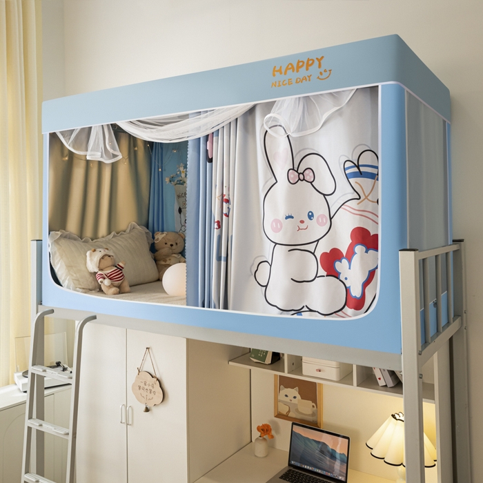 91家纺网 家纺一手货源 找家纺 壹和 2026新款涂银强遮光学生蚊帐 兔兔奶糖