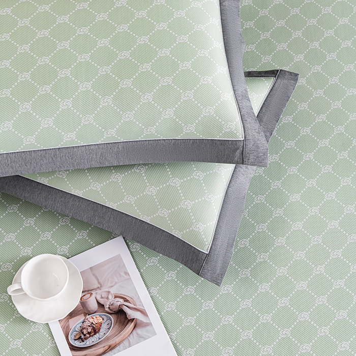 91家纺网 家纺一手货源 找家纺 小牛席业 2026新款轻奢风提花凉感冰丝席系列（床笠款）小玫瑰凉席藤席冰藤双面席冰丝席竹席凉席空调席草席三件套 绿色