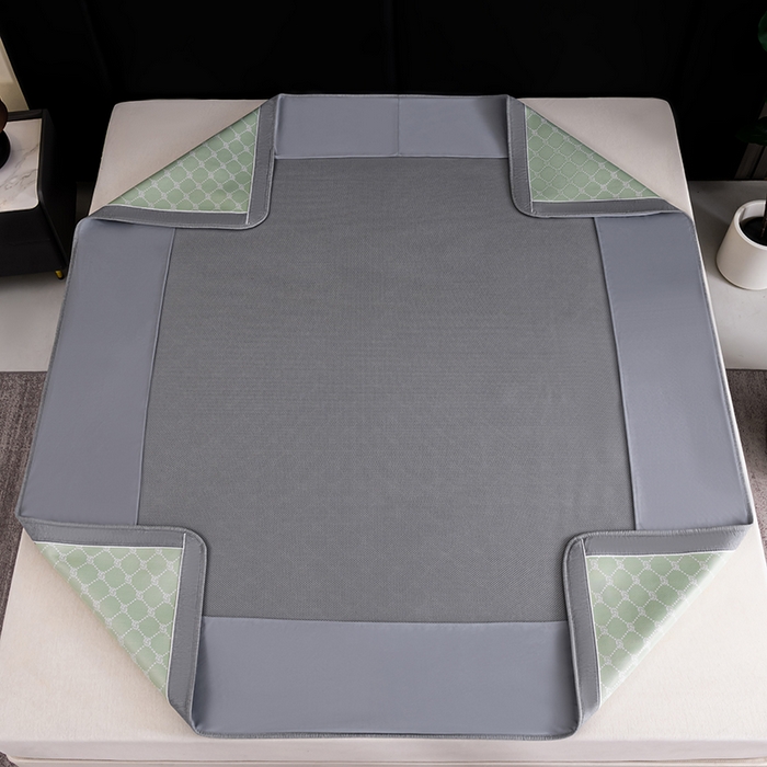 91家纺网 家纺一手货源 找家纺 小牛席业 2026新款轻奢风提花凉感冰丝席系列（床笠款）小玫瑰凉席藤席冰藤双面席冰丝席竹席凉席空调席草席三件套 绿色