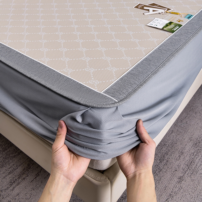 91家纺网 家纺一手货源 找家纺 小牛席业 2026新款轻奢风提花凉感冰丝席系列（床笠款）小玫瑰凉席藤席冰藤双面席冰丝席竹席凉席空调席草席三件套 香槟