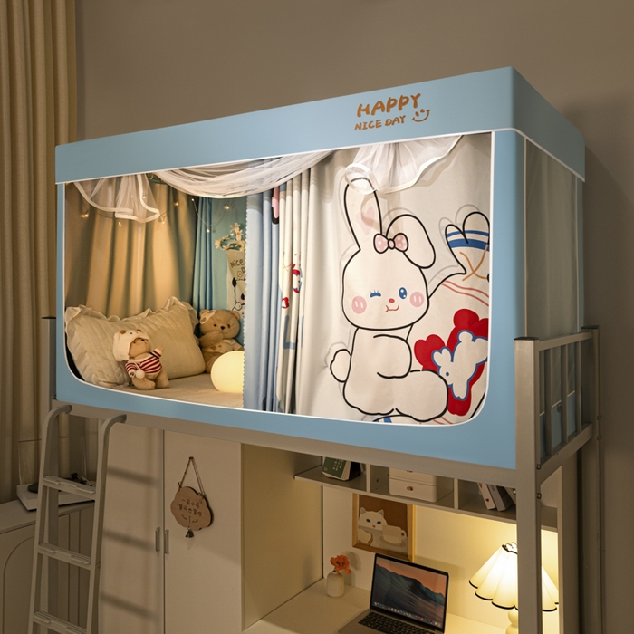 91家纺网 家纺一手货源 找家纺 壹和 2026新款涂银强遮光学生蚊帐 兔兔奶糖