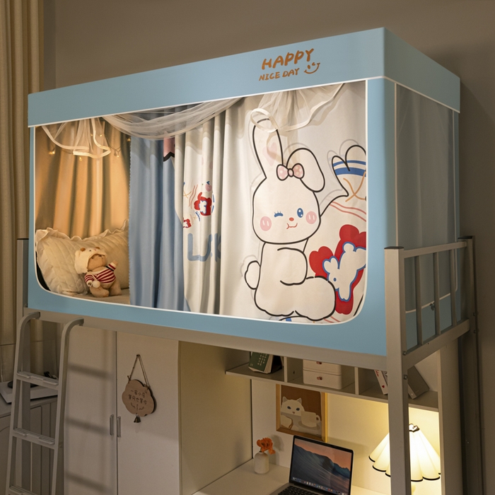 91家纺网 家纺一手货源 找家纺 壹和 2026新款涂银强遮光学生蚊帐 兔兔奶糖