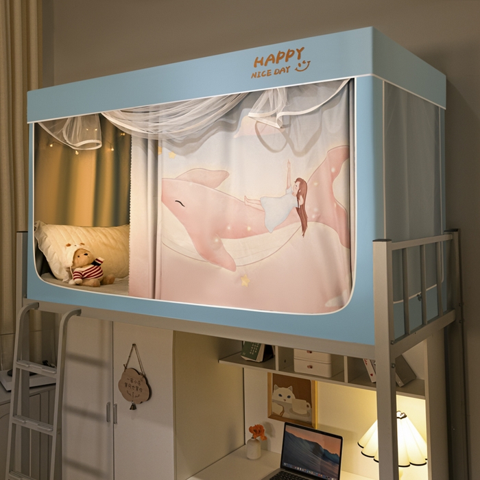 91家纺网 家纺一手货源 找家纺 壹和 2026新款涂银强遮光学生蚊帐 星海鲸梦