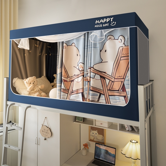 91家纺网 家纺一手货源 找家纺 壹和 2026新款涂银强遮光学生蚊帐 海边日记