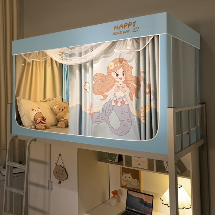 91家纺网 家纺一手货源 找家纺 壹和 2026新款涂银强遮光学生蚊帐 人鱼公主