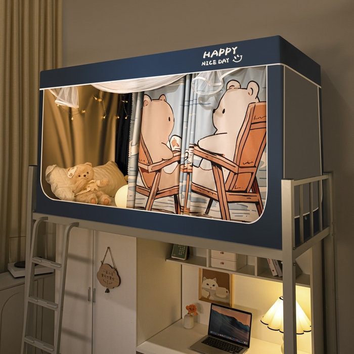 91家纺网 家纺一手货源 找家纺 壹和 2026新款涂银强遮光学生蚊帐 海边日记