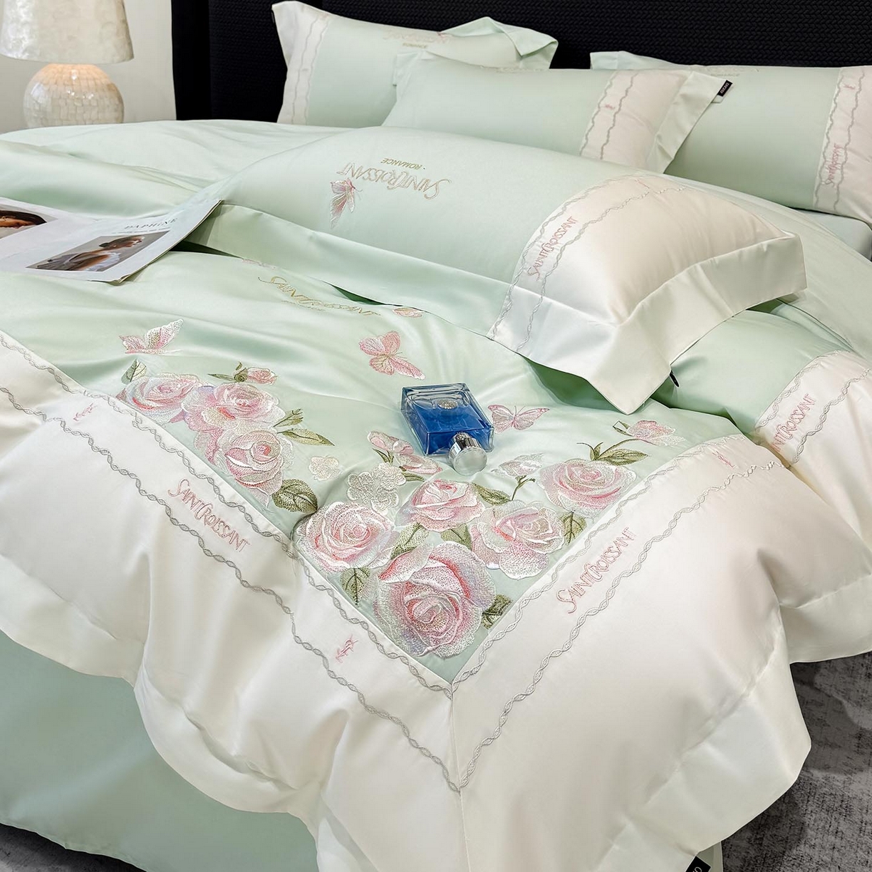 91家纺网 家纺一手货源 找家纺 （总）2025婚庆A类全棉四件套纯棉被套重工刺绣简约红色床单长绒棉结婚爆款床上用品