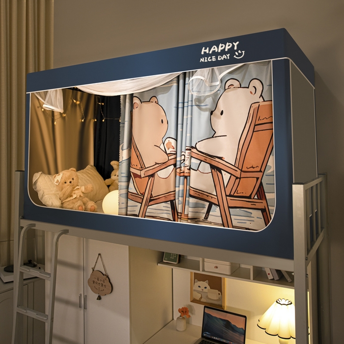 91家纺网 家纺一手货源 找家纺 壹和 2026新款涂银强遮光学生蚊帐 海边日记