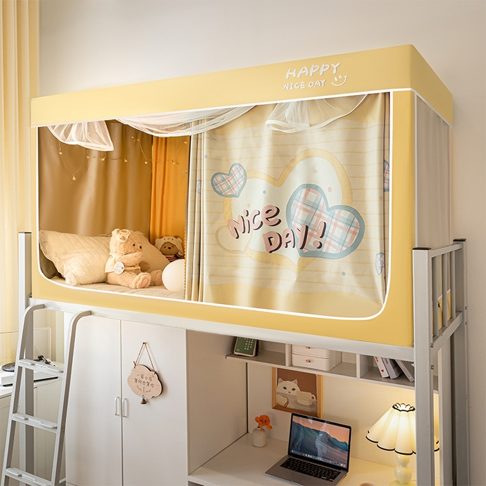 91家纺网 家纺一手货源 找家纺 壹和 2026新款涂银强遮光学生蚊帐 甜蜜爱恋