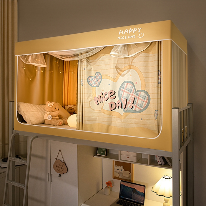 91家纺网 家纺一手货源 找家纺 壹和 2026新款涂银强遮光学生蚊帐 甜蜜爱恋