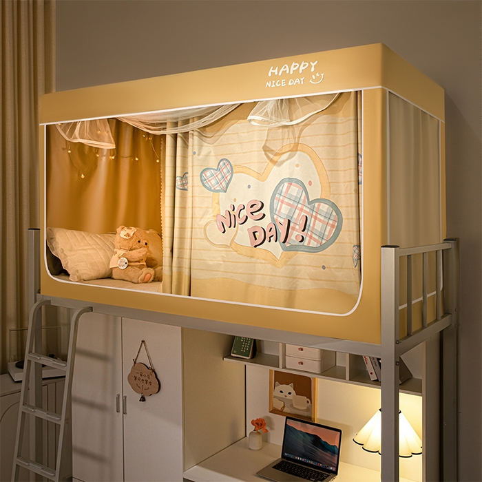 91家纺网 家纺一手货源 找家纺 壹和 2026新款涂银强遮光学生蚊帐 甜蜜爱恋