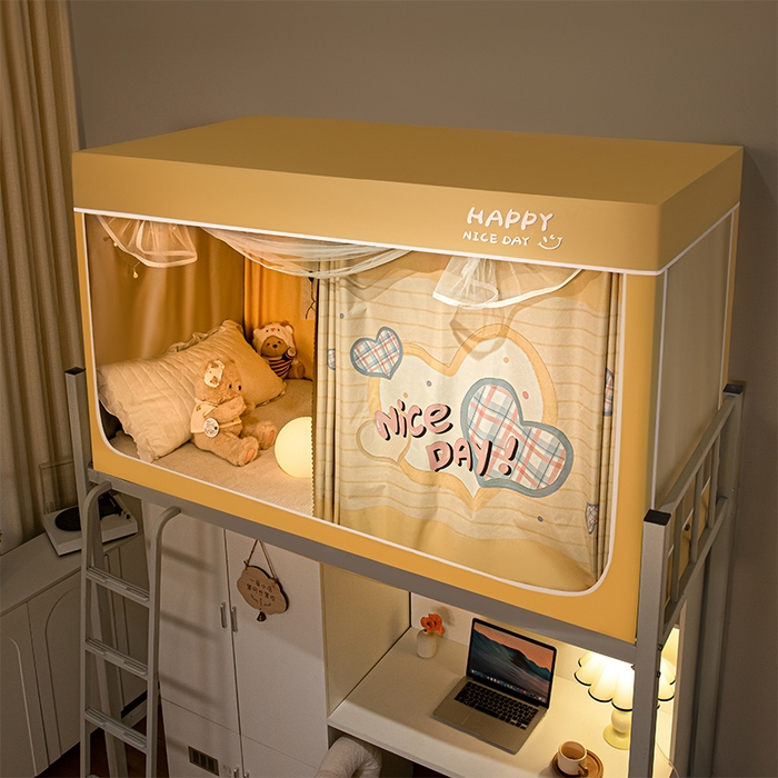 91家纺网 家纺一手货源 找家纺 壹和 2026新款涂银强遮光学生蚊帐 甜蜜爱恋