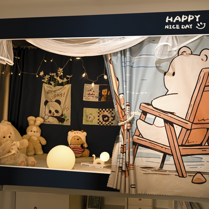 91家纺网 家纺一手货源 找家纺 壹和 2026新款涂银强遮光学生蚊帐 海边日记